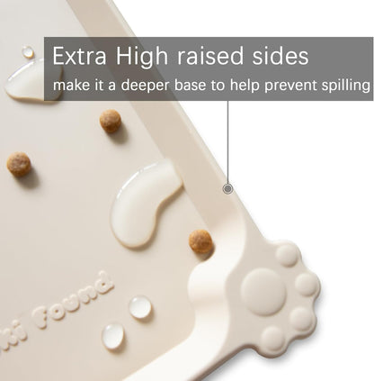 Hoki Found Large Silicone Pet Feeding Tray - Waterproof Dog Pet Cat Feeding Mat - Non Slip Pet Dog Cat Food Bowl Mats Placemat -Pet Water Mats for Carpet -Papayawhip
