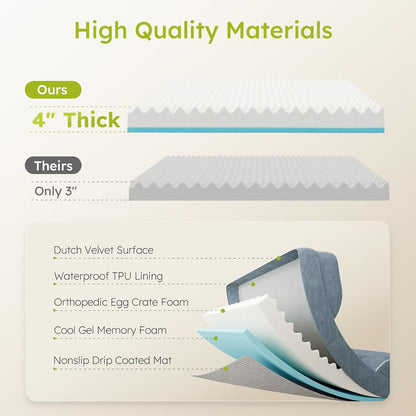 Jumbo Dog Bed for Extra Large Dogs, Orthopedic Dog Bed with Cooling Gel Memory Foam, Waterproof Pet Bed with Removable Washable Cover, 45" Pet Sofa Couch Dutch Velvet with Bone Toy, Dark Gray