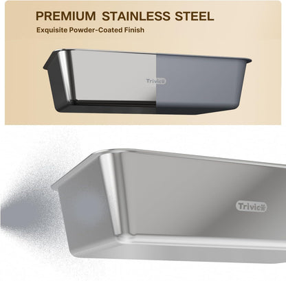 XX-Large Stainless Steel Cat Litter Box with Lid – Fully Enclosed Large Litter Box for Big Cats, Odor Control with Magnetic Door, Easy Clean, Multi-Cat Durable Metal Pan.(White-Gray)