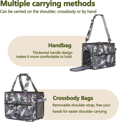 Cat Carrier Bag, Foldable Pet Bag Airline Approved, Pet Travel Carrier for Medium Cats Small Cats Dogs, Sturdy Transport Carriers Long Trips(Brown)