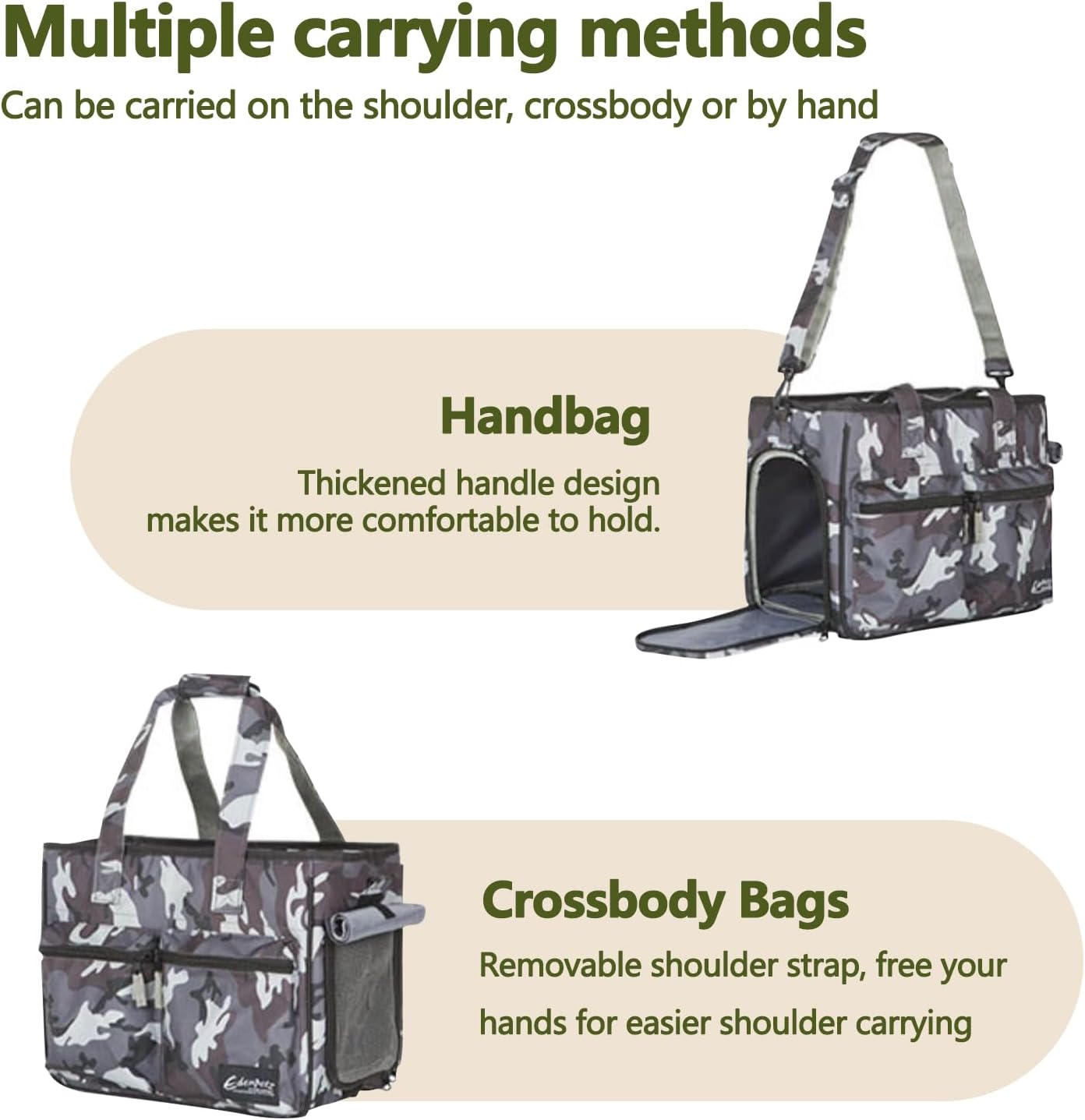 Cat Carrier Bag, Foldable Pet Bag Airline Approved, Pet Travel Carrier for Medium Cats Small Cats Dogs, Sturdy Transport Carriers Long Trips(Green)