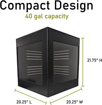 Premium PVC Reptile Enclosure, 40 Gallon, Easy Assembly, Moisture-Proof, Heat Retention, Sliding Doors, Ventilation, Bio-Active Setups, Non-Reflective Black Finish, Made in USA (Black Brace)