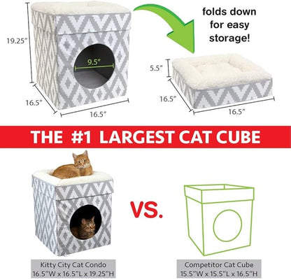 Kitty City Indoor Cat Cube Furniture, White Cube