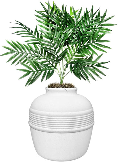 Good Pet Stuff Hidden Litter Box Planter, Decorative Cat Litter Enclosure with Carbon Filter, Artificial Plant, Easy Clean, Indoor Design, Original Round Style, Essentials Kit, White Birch