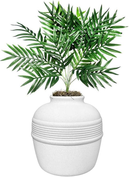 Good Pet Stuff Hidden Litter Box Planter, Decorative Cat Litter Enclosure with Carbon Filter, Artificial Plant, Easy Clean, Indoor Design, Original Round Style, Essentials Kit, White Birch