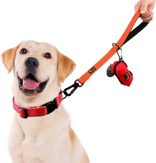 PLUTUS PET Short Training Dog Leash with Padded Handle for Medium Large Big Dogs,18 Inch Heavy Duty Strong Traffic Dog Leash with Carabiner Clip for Climbing Walking or Guiding Blind(18”,Orange