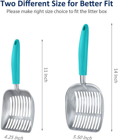 WePet Cat Litter Scoop, Aluminum Alloy Sifter, Kitty Metal Scooper, Deep Shovel, Long Handle, Poop Sifting, Kitten Pooper Lifter, Durable, Heavy Duty, for Litter Box