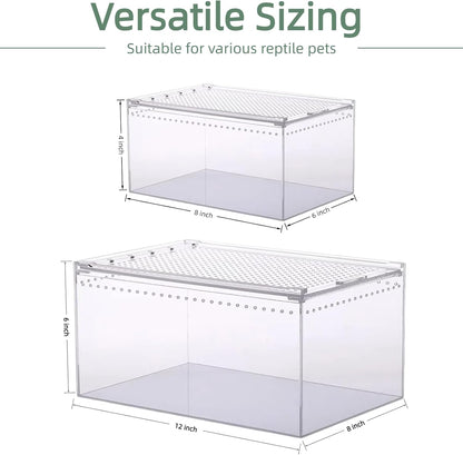 PC Reptile Terrarium, Leopard Gecko Tank, Jumping Spider Enclosure, Lizard Enclosure, Suitable for Gecko, Hermit Crab, Tree Frog, Tarantula, Praying Mantis Habitat Tank Starter (Large)