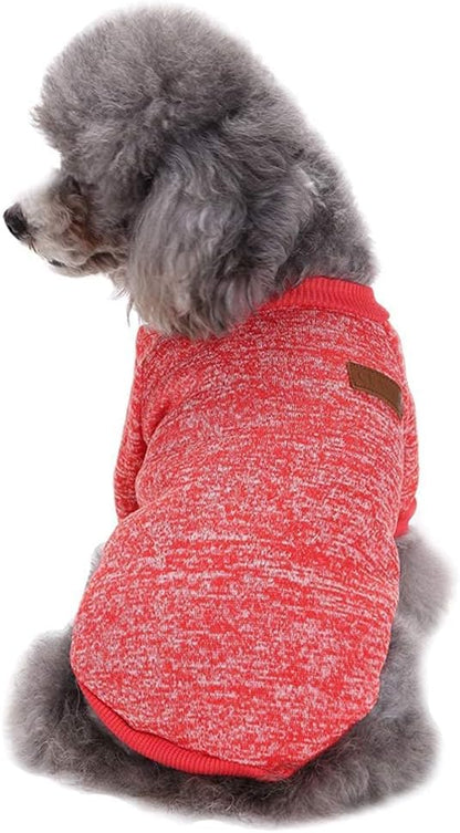 Jecikelon Dog Clothes Dogs Sweater Soft Puppies Clothing Winter Puppy Sweaters Warm Outfit for Dogs Small XXS XS Cat Apparel (Red, XS)