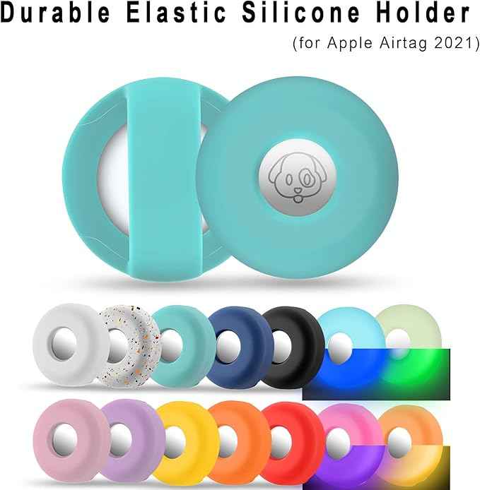 Compatible with Airtag Holder for Dog Collar, Cibaabo Silicone Air Tag Case Cover Compatible with Apple Airtags for 0.8-1.2inch Cat Pet Collar Harness Loop