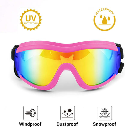 Dog Goggles Dog Sunglasses for Medium to Large Breed Anti-UV Eye Protection with Adjustable Straps- Pink