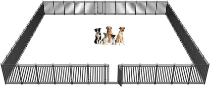 Dog Fence Outdoor Indoor, 40 Inch Height 48 Panels Dog Playpen for Large/Medium/Small Dogs Metal Dog Pen for Yard Camping and RV | Black-Silver