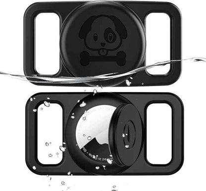 2 Pack Waterproof AirTag Dog Collar Holder Compatible with Apple AirTag, Silicone Hidden Loop Holder for Airtag Tracker, Anti-Lost Dog Collar Air Tag Accessories(Black,Black)