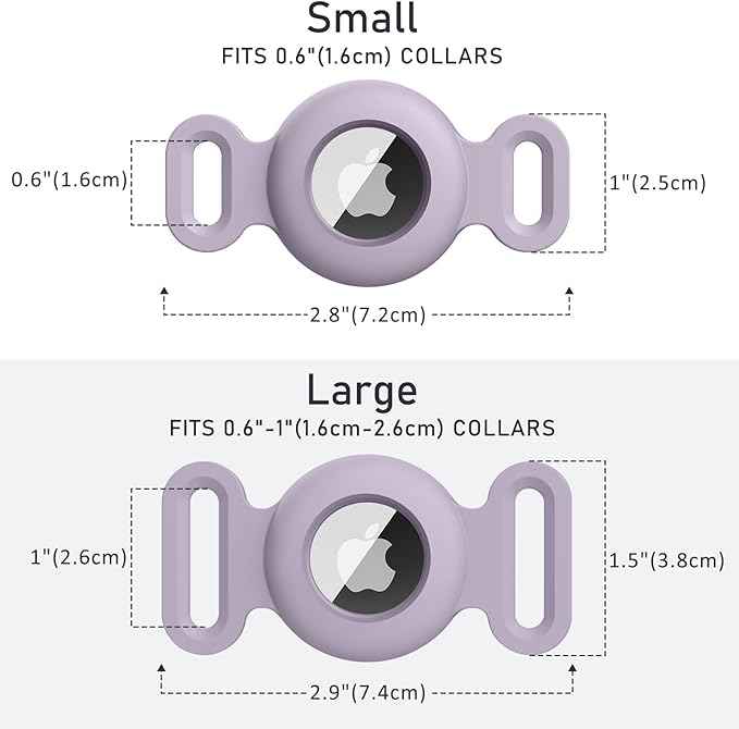 2 Pack Case for Airtag Dog Cat Collar Holder, Soft Silicone Anti-Lost Waterproof Protective Case Compatible with Apple Airtag, for Pet Dog Cat Collars Holder