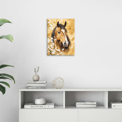 Horse Wall Art Canvas Rustic Horse Wall Decor Prints Framed Painting Farmhouse Flower Pictures Gifts Artwork for Bathroom Living Dining 16"x20"