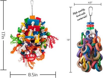 Rypet Bird Chewing Toy - Parrot Cage Bite Toys Wooden Block Bird Parrot Toys for Small and Medium Parrots and Birds