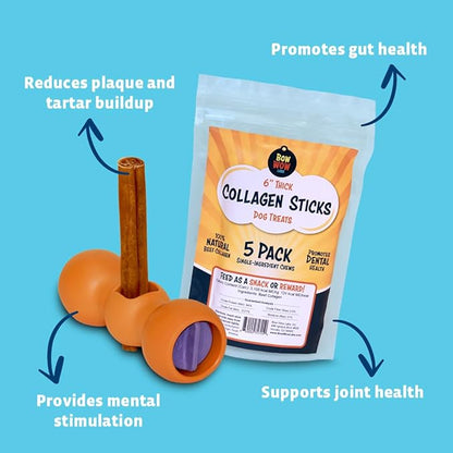 Bow Wow Labs 12" SafeFit Collagen Sticks for Dogs 5 Pack/Jumbo – All-Natural Chews for Joint, Gut, Bone & Oral Health