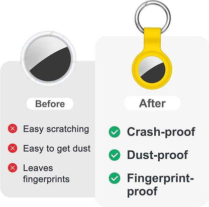 Case for AirTag 2nd Gen (2026) & 1st Gen, Silicone Holder Keychain Key Ring, Protective Cover for Apple for Air Tags, GPS Finder Accessories for Bags, Pets, Kids, Luggage, Yellow