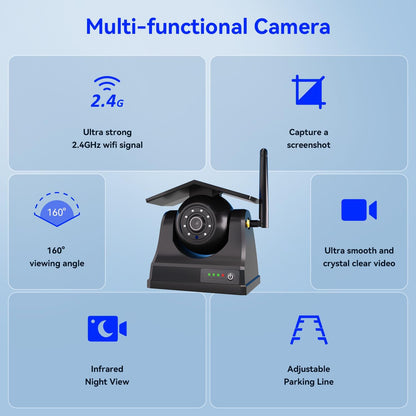Magnetic Solar Wireless Backup Camera, 10000mAh Rechargeable Battery Powered Reversing Camera, 1-Min Easy Installation, App Control WiFi Backup Camera, for Trailer, RV, Truck, SUV, Van