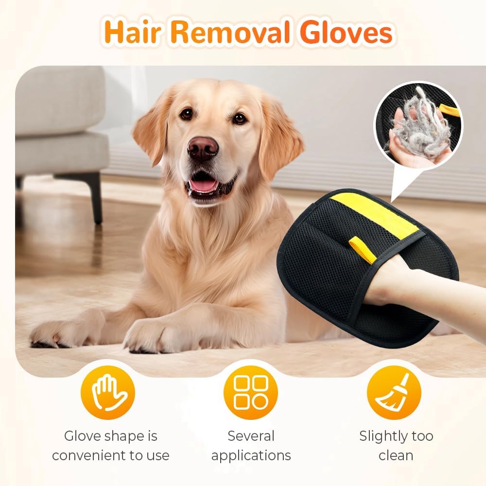 2025 Upgrade Pet Hair Remover Gloves, Reusable Cat Dog Grooming Gloves Pet Hair Remover Electrostatic Gloves, Premium Efficient Pet Hands on for Dogs, Cats & Horses with Long and Short Hair Fur (2)