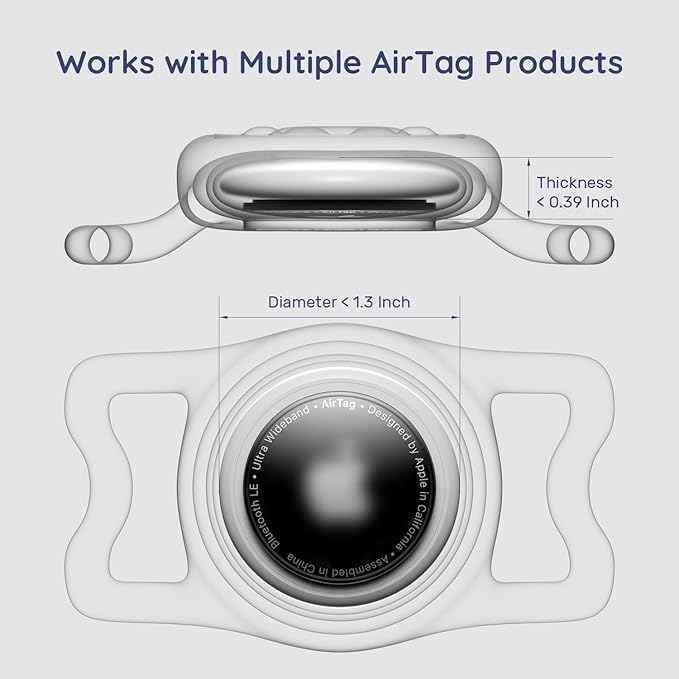 Waterproof Airtag Holder for Dog Collar,Stretchy Silicone|Full Body Covered|AirTag Holder Glow in the Dark, (Blue-Luminous)