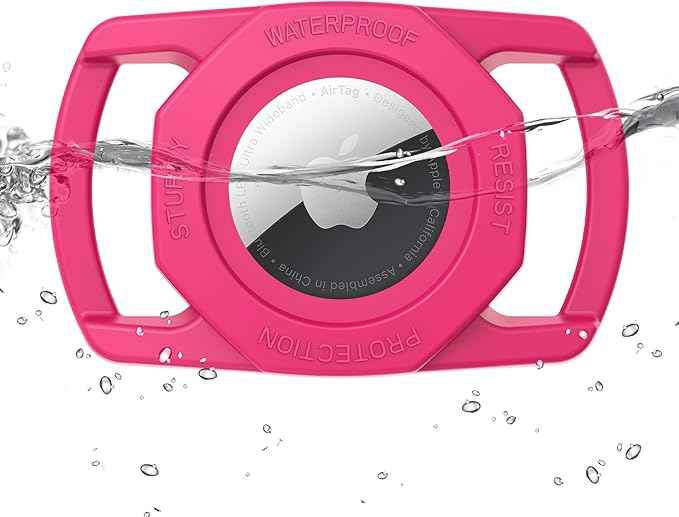 SANKALA Waterproof Airtag Case, [1 Pack] Airtag Dog Collar Holder, TPU & Silicone Full Body Covered Anti-Lost Apple Air Tag Holder Protective Case, Rose Red