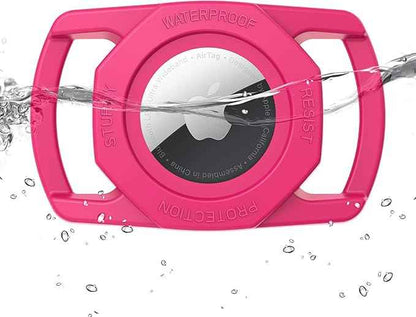 SANKALA Waterproof Airtag Case, [1 Pack] Airtag Dog Collar Holder, TPU & Silicone Full Body Covered Anti-Lost Apple Air Tag Holder Protective Case, Rose Red