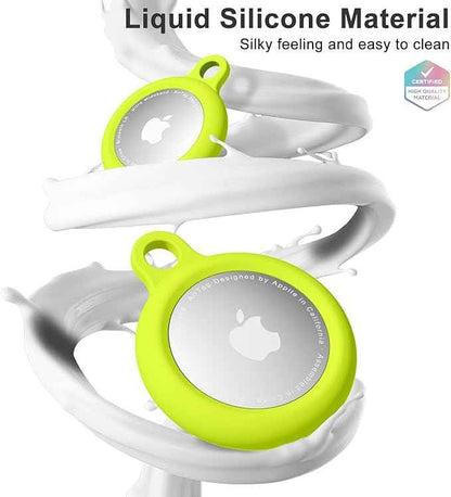 oakxco for Airtag Keychain Silicone Neon Green, Airtag Holder with Key Ring, Air Tag Cover Cute Accessories for Kids, Luggage, Car Dog Collar, Car, Compatible with Apple Airtag Case Waterproof, Lime