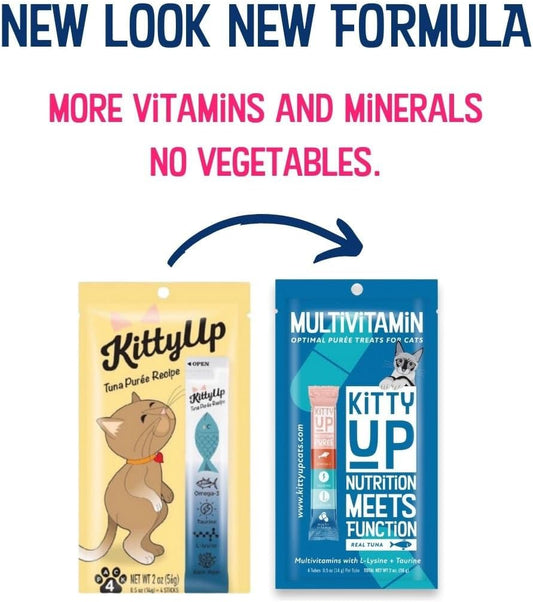 Lickable Cat Treats -Real Tuna Multivitamin Puree with Lysine & Taurine for Indoor Cats | Grain-Free, Squeeze Tube (12 Pack)