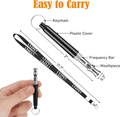 Dog Whistle, Dog Whistle to Stop Barking Neighbors Dog, Adjustable Ultrasonic Silent Training Device, Black