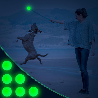 Liliful 10 Pcs Glow in The Dark Dog Toys 2.4 Inch Dog Balls Rubber Glowing Fetch Ball with Net Bag for Puppy Small Medium Dogs