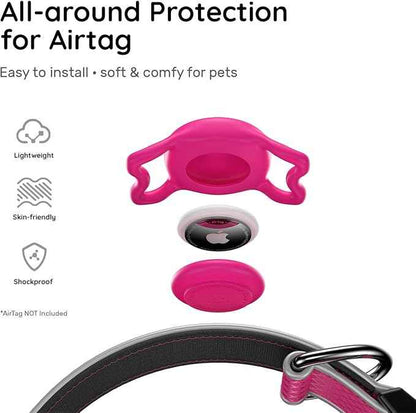 Reflective Dog Collar with Waterproof Air tagholder & Anti-Lost QR Code | Ultra-Durable | Soft Padded | Safety Locking Buckle | Fit Small Dogs (Rose Red S(9.8"-15.7"))