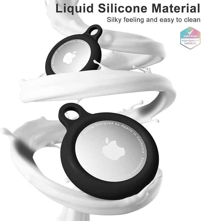 oakxco for Airtag Keychain Silicone, Airtag Holder with Key Ring, Air Tag Cover Cute Accessories for Kids, Luggage, Car Dog Collar, Car, Compatible with Apple Airtag Case Waterproof Tracker, Black