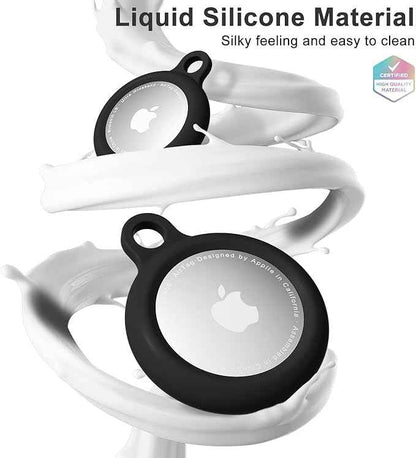 oakxco for Airtag Keychain Silicone, Airtag Holder with Key Ring, Air Tag Cover Cute Accessories for Kids, Luggage, Car Dog Collar, Car, Compatible with Apple Airtag Case Waterproof Tracker, Black