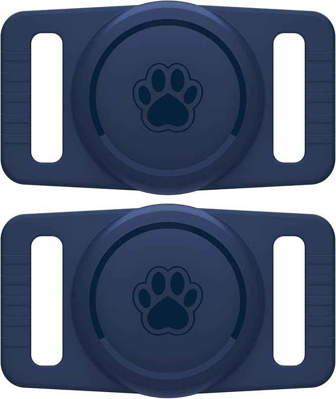 for Airtag Dog Collar Holder 2 Pack,Waterproof Dog Collar Holder for Apple AirTag(Gen 1 & 2),Silicone Air Tags Case for Dog Collars(Navy)
