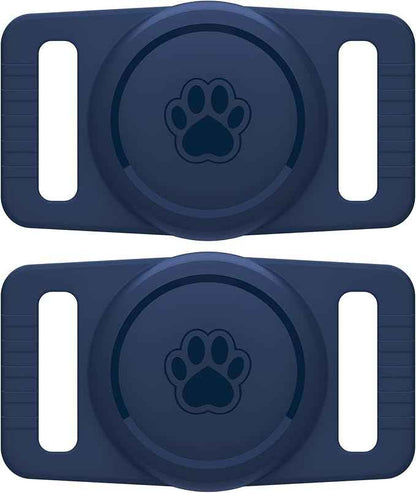for Airtag Dog Collar Holder 2 Pack,Waterproof Dog Collar Holder for Apple AirTag(Gen 1 & 2),Silicone Air Tags Case for Dog Collars(Navy)
