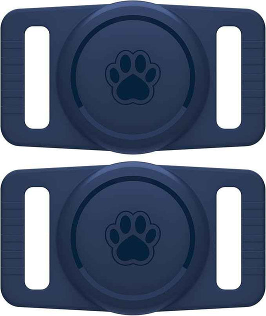 for Airtag Dog Collar Holder 2 Pack,Waterproof Dog Collar Holder for Apple AirTag(Gen 1 & 2),Silicone Air Tags Case for Dog Collars(Navy)