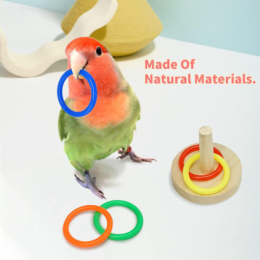 Bird Toys For Parakeets,5pcs Parrot Toys Set (Include Bird Basketball Toy、Bird Skateboard、Bird Stacking Toy、Parrot Wooden Block Puzzles Toy、Small Sepak Takraw),Parakeet Toys、For Bird Training Toys12
