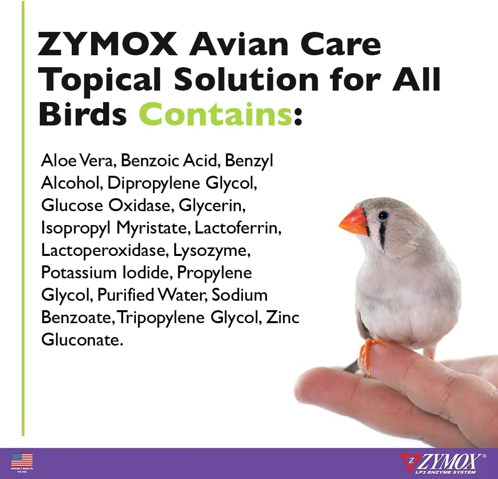 Zymox Avian Care Topical Spray for All Birds, 2 oz. – Soothes Irritated Skin & Supports Healthy Plumage for All Birds, Fowl & Poultry