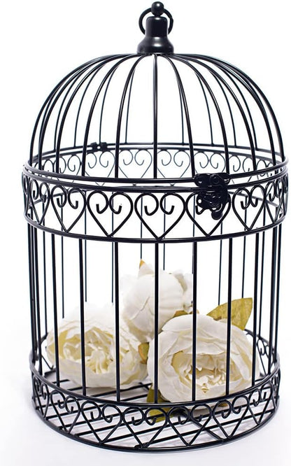 Anderson's Decorative Black Wire Birdcage Wedding Centerpiece, Table Décor, Hanging Decorations, Reusable