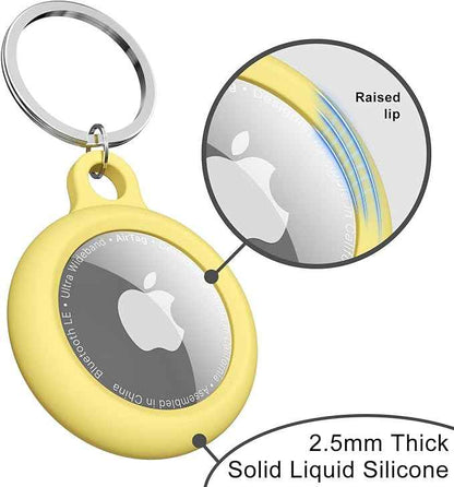 oakxco for Airtag Keychain Silicone, Airtag Holder with Key Ring, Air Tag Cover Cute Accessories for Kids, Luggage, Car Dog Collar, Car, Compatible with Apple Airtag Case Waterproof Tracker, Yellow
