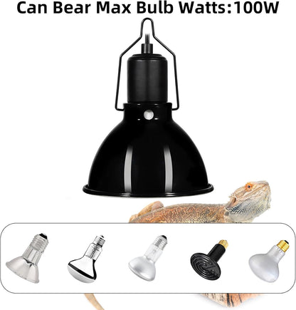 DXOPHIEX 5.5 inch Dome Reptile Light Fixture Reptile Heat Lamp UVB Light Fixture for Bearded Dragon, Lizard, Hermit Crab, Turtle Tank and Terrarium（Max 100W）