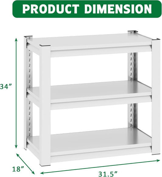 Metal Aquarium Stand with a Adjustable 3-Tier Fish Tank Rack,Tank Not Included,for Home Office(31.5" L x 18" W x 34" H). (White)