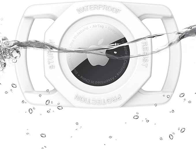 SANKALA Waterproof Airtag Case for Dog Collar, [1 Pack] Airtag Dog Collar Holder, TPU & Silicone Full Body Covered Anti-Lost Apple Air Tag Holder Protective Airtag Case for Pet Collar, White