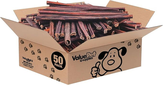 ValueBull Collagen Sticks for Small Dogs, 12 Inch Thin Chews, Natural Dog Treats, 50 Count Bulk Pack - Supports Joints, Skin & Coat with Chondroitin & Glucosamine