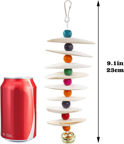 2 Pack Bird Toys with Cuttlebone, Parakeet Toys, Bird Beak Grinding Stone, Cage Accessories for Parakeets, Cuttlefish Bone for Budgies, Cockatiels, Lovebirds, Green Cheeks, Small to Medium Birds