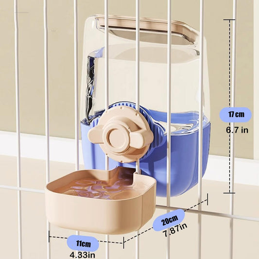 Pet Hanging Automatic Feeders Drinking Bowls,Gravity Rabbit Feeder and Water Set,Cage Cat Food Bowl Feeding Station for Puppy Kitten Chinchilla Hedgehog Guinea Pig Ferret (Pink Blue-Water)