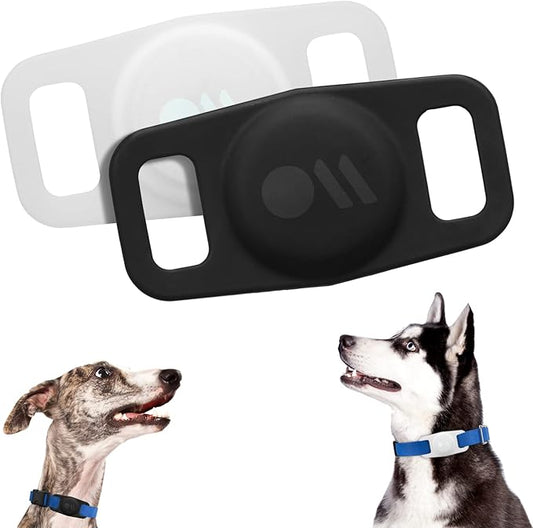 Case-Mate 2 Pack Airtag Dog Collar Holder - Water Resistant Airtag Holder Tag - Protective Case for Pet Collar Tag Loop - Compatible with Cat/Dog Collars - Black & Glow in The Dark
