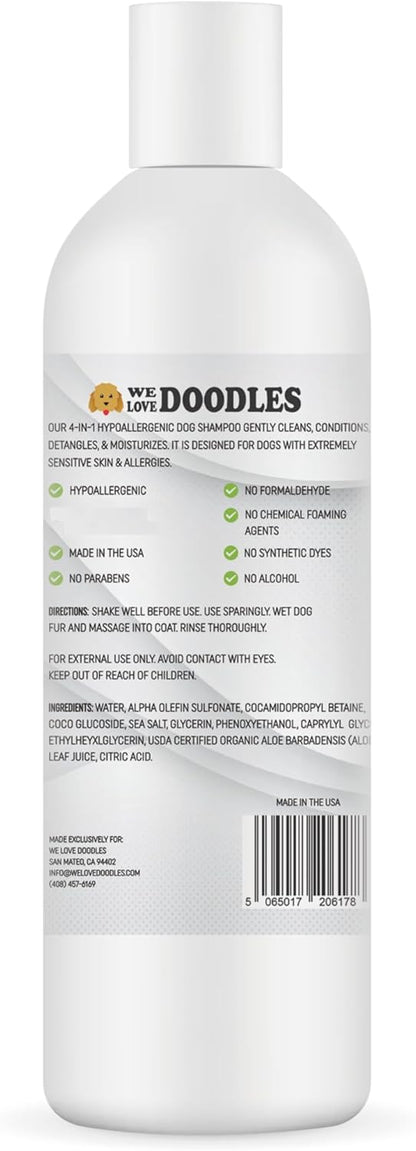 Hypoallergenic Dog Shampoo, Conditioner, and Detangler | Made in USA | Eco-Friendly Ingredients | Shampoo for Dogs with Sensitive Skin & Allergies | 16 OZ [We Love Doodles]
