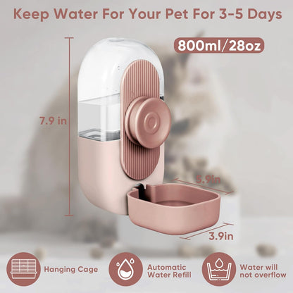 28oz Hanging Automatic Water Dispenser，Rabbit Water Bottle,Bunny Guinea Pig Ferret Water Bowl for Cage,Suitable for Small Animal Puppies(Cage Grid Spacing Over 1.2'')